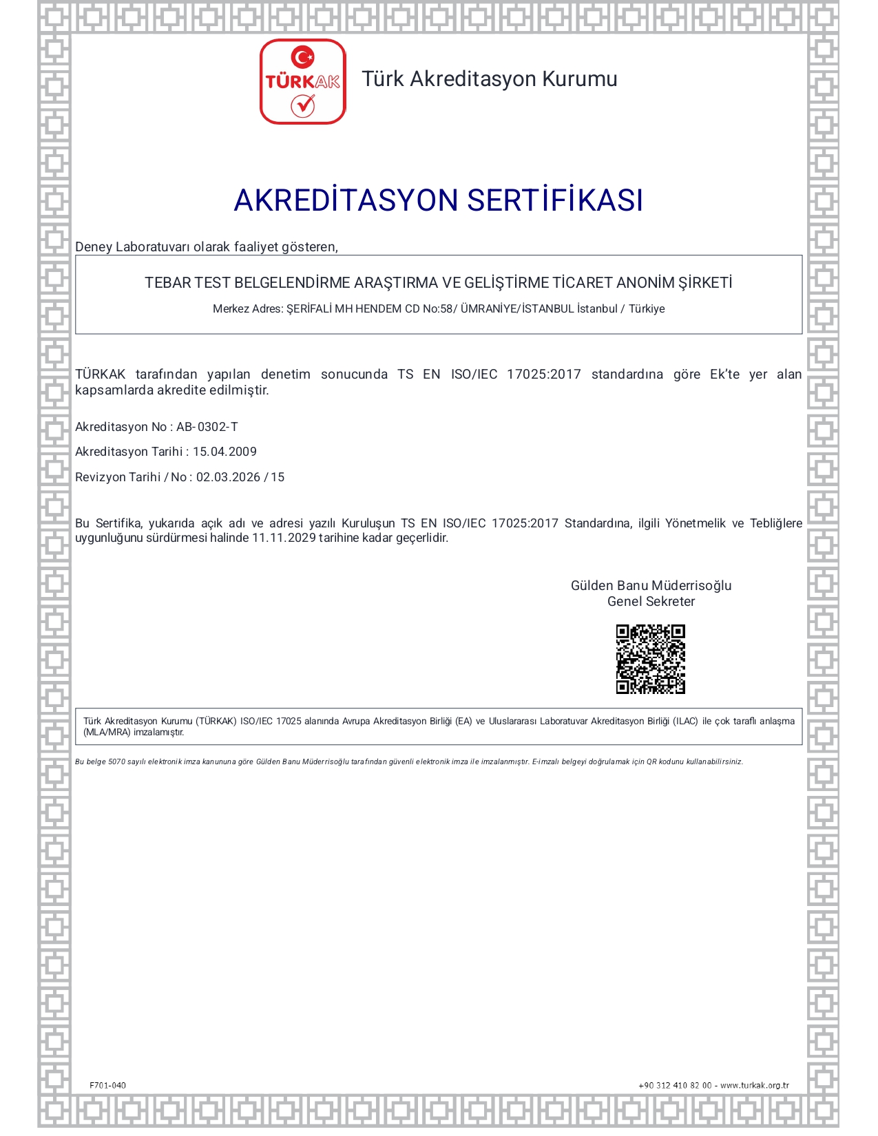 Akreditasyon Sertifikası
